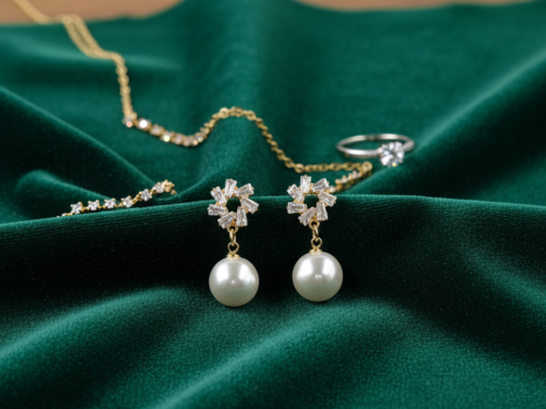 Crystal Blossom Pearl Earrings